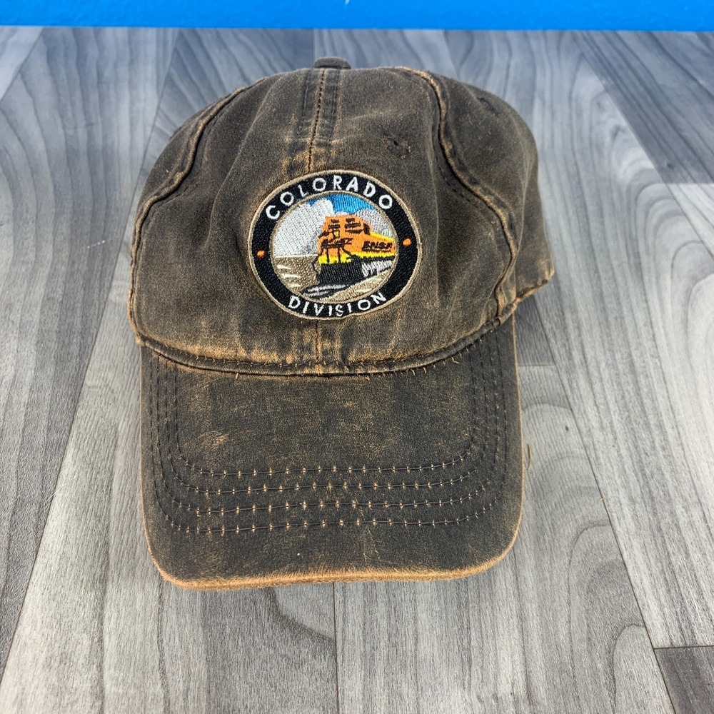 Vtg Colorado Train Division Strapback Hat Rustic Brown Sportex USA Made